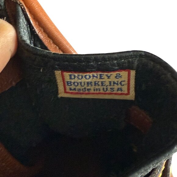 Vintage Dooney & Bourke Pebbled Leather Shoulder Bag Purse Black Tan - Picture 9 of 14